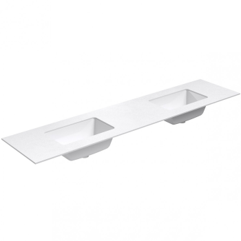 Darba virsma ar izlietni Kame Universal HPL 200cm Dubulta ar Easy Clean sifonu (2gab) Balta Matēta