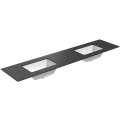 Vannas istabas virsma ar izlietni Kame Universal HPL 200 dubultā (ar 2 sifoniem) Black lava HPL WP/20-3/H17-P3-D