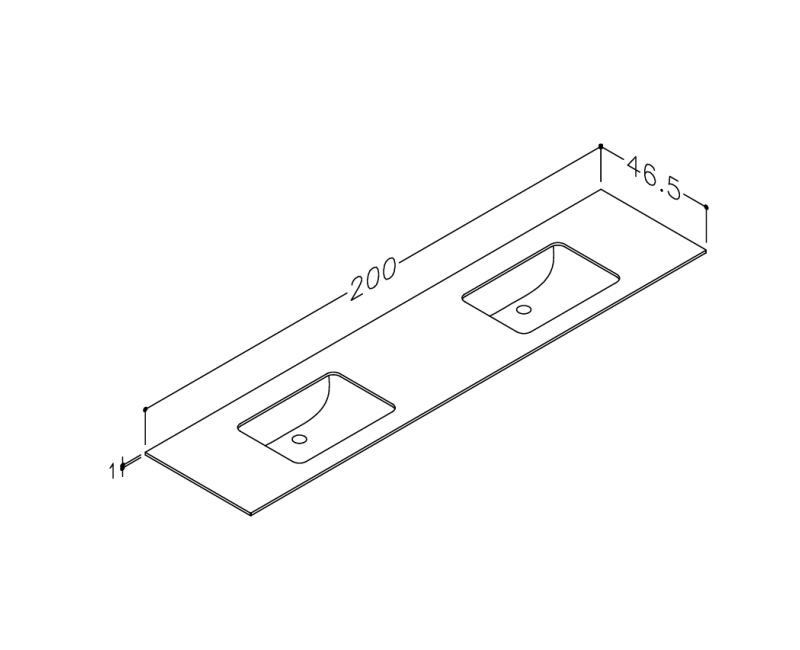 Vannas istabas virsma ar izlietni Kame Universal HPL 200 dubultā (ar 2 sifoniem) Sand stone HPL WP/20-3/H15-P3-D