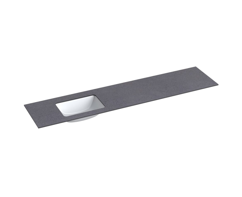 Vannas istabas virsma ar izlietni Kame Universal HPL 200 (ar sifonu) Kreisā puse Black moon HPL WP/20-3/H11-P3-L