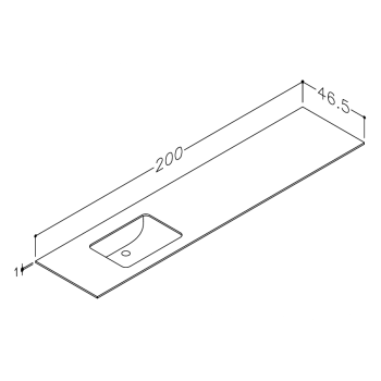 Darba virsma ar izlietni Kame Universal HPL 200cm Kreisā ar Easy Clean sifonu Earth stone