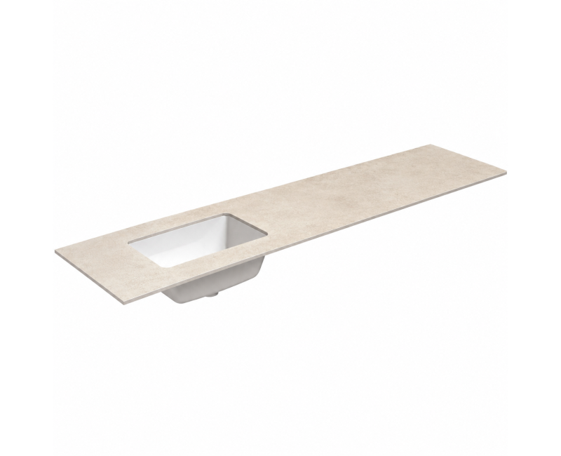Vannas istabas virsma ar izlietni Kame Universal HPL 200 (ar sifonu) Kreisā puse Earth stone HPL WP/20-3/H18-P3-L