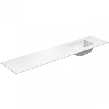 Darba virsma ar izlietni Kame Universal HPL 200cm Labā ar Easy Clean sifonu Balta Matēta