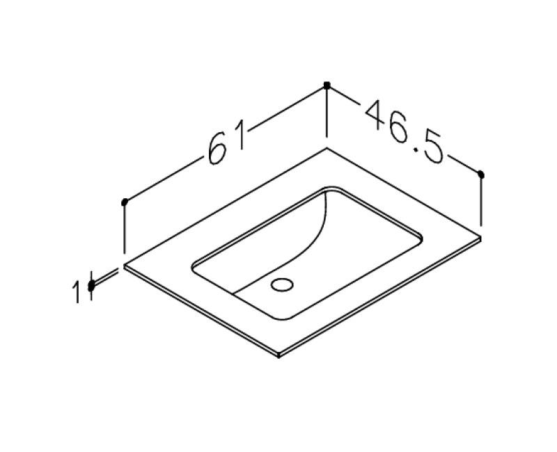 Vannas istabas virsma ar izlietni Kame Universal HPL 60 (ar sifonu) Black lava HPL WP/6-3/H17-P3
