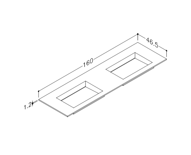 Mēbeļu izlietne Kame Corian N 160 dubultā (bez atveres maisītājam) Balts Matēts CN1600465-D-BS