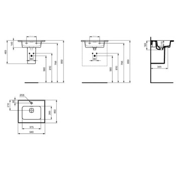 Mēbeļu izlietne Ideal Standard Strada II 54x46 cm, ar jaucējkrāna caurumu, balta T298801