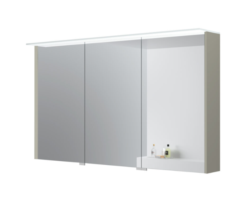 Spoguļskapītis Kame Loft 120 ar 3 spoguļdurvīm, LED gaismu un sensoru Soft Cashmere MC3DML/120-70/D06-LFT