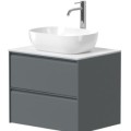 Vannas istabas skapītis Kame Moon 60cm 2 atvilknes, zem virsmas Matt grey BUC/6-3DR/D05-MO