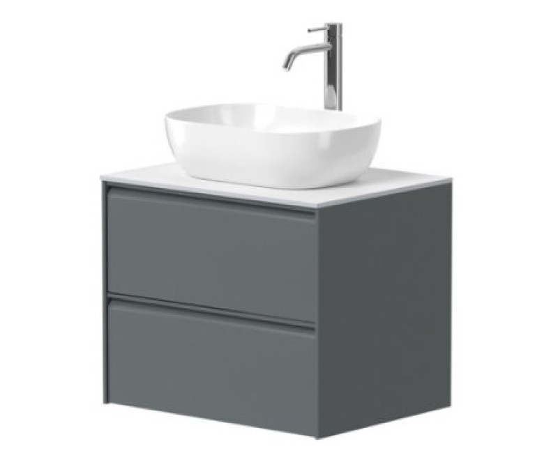 Vannas istabas skapītis Kame Moon 60cm 2 atvilknes, zem virsmas Matt grey BUC/6-3DR/D05-MO