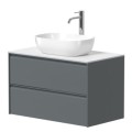 Vannas istabas skapītis Kame Moon 80cm 2 atvilknes, zem virsmas Matt grey BUC/8-3DR/D05-MO