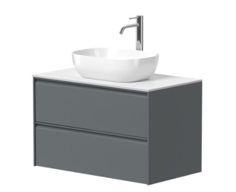 Vannas istabas skapītis Kame Moon 80cm 2 atvilknes, zem virsmas Matt grey BUC/8-3DR/D05-MO