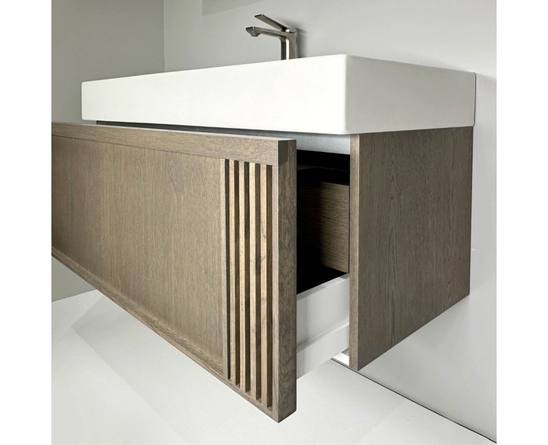 Vannas istabas skapītis Kame Sole 120cm 2 atvilknes, zem virsmas Smoked oak veneer BUC/12-3DR/N08-GR-SOL