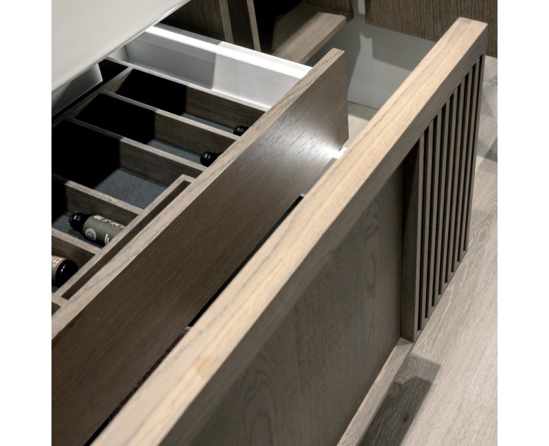 Vannas istabas skapītis Kame Sole 120cm 2 atvilknes, zem virsmas Smoked oak veneer BUC/12-3DR/N08-GR-SOL