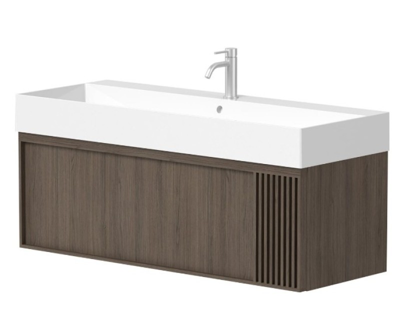 Vannas istabas skapītis Kame Sole 120cm 2 atvilknes, zem virsmas Smoked oak veneer BUC/12-3DR/N08-GR-SOL