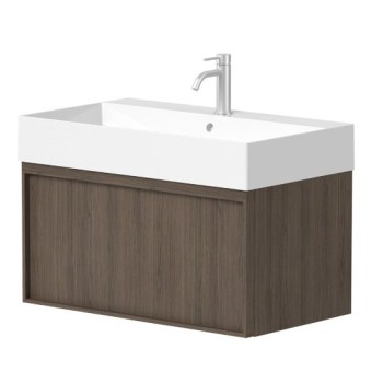 Vannas istabas skapītis Kame Sole 80cm 2 atvilknes, Zem virsmas, Bez izlietnes, Smoked oak veneer BUC/8-3DR/N08-SOL