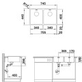 Virtuves izlietne Blanco Andano 340/340, 75x44 cm, nerūsējošais tērauds 522981