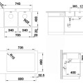 Virtuves izlietne Blanco Andano 340/340, 75x50 cm, InFino, nerūsējošais tērauds 525248