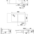 Virtuves izlietne Blanco Axia III 5 Silgranīta, 92x51 cm, ar aksesuāriem, InFino, melna 525845