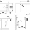 Virtuves izlietne Blanco  Elon 45 Silgranīta, 65x50 cm, ar notekas kontroli un aksesuāriem, InFino, pelēks akmens 524815