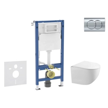 Tualetes poda komplekts Geberit Duofix pods Kielle Gaia Rimless ar SoftClose vāku, Delta01 poga, Hromēta 11CA1130B