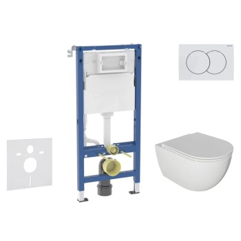 Tualetes poda komplekts Geberit Duofix ar podu Kielle Oudee Rimless un SoftClose vāku, Delta01 pogu, Balta 11CA3116B