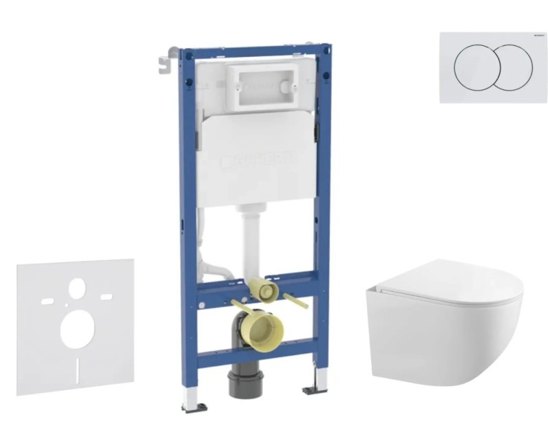 Tualetes poda komplekts Geberit Duofix ar Kielle Gaia Rimless podu ar SoftClose vāku, Delta01 poga, balta 11CA3120B
