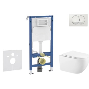 Tualetes poda komplekts Geberit Duofix ar podu Kielle Gaia Rimless un SoftClose vāku, Delta poga, Balta 11CA3143B