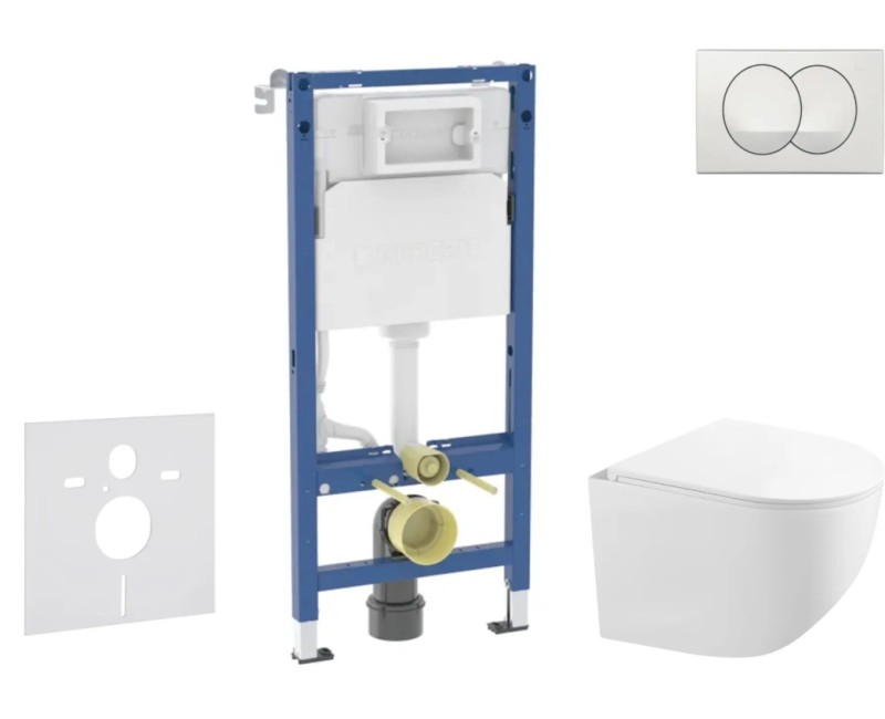 Tualetes poda komplekts Geberit Duofix ar Kielle Gaia Rimless podu ar SoftClose vāku, Delta poga, balta 11CA3150B