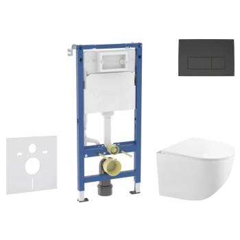 Tualetes poda komplekts Geberit Duofix ar podu Kielle Gaia Rimless ar Softclose vāku, Delta50 poga, Melna matēta 11CA5122B
