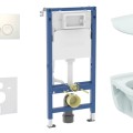 Tualetes poda komplekts Geberit Duofix ar podu Alpha Rimless un Vāku, Delta21 poga, Balta 11CD3140