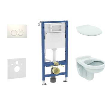 Tualetes poda komplekts Geberit Duofix ar podu Alpha Rimless un Vāku, Delta21 poga, Balta 11CD3140