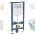 Tualetes poda komplekts Geberit Duofix ar podu Alpha Rimless un vāku, Delta35 poga, Balta 11CD3143