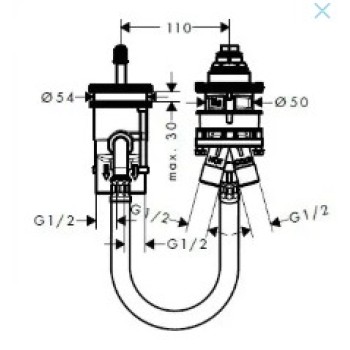 Maisītāja iebūvējamā daļa Hansgrohe Basic vannas jaucējkrānam uz malas 13159180