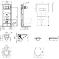 Tualetes poda komplekts Ideal Standard ProSys pods Alpha Rimless ar vāku, Oleas M1 poga, hroms ProSys120M SP36
