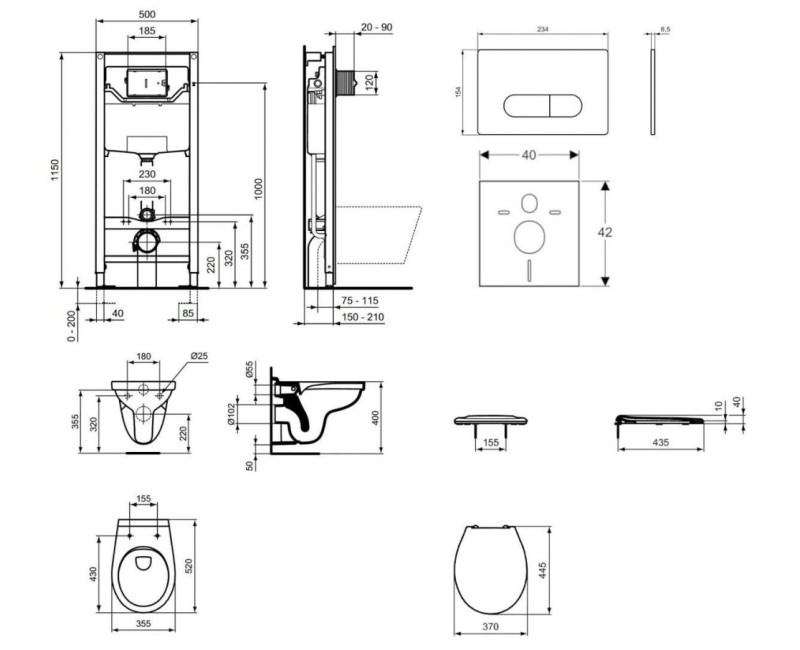 Tualetes poda komplekts Ideal Standard ProSys pods Alpha Rimless ar vāku, Oleas M1 poga, hroms ProSys120M SP36