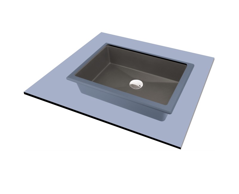 Vannas istabas izlietne Deante CORREO granīta uz virsmas (Iegriežama) ANTHRACITE METALLIC, 500x350mm Antarcīts