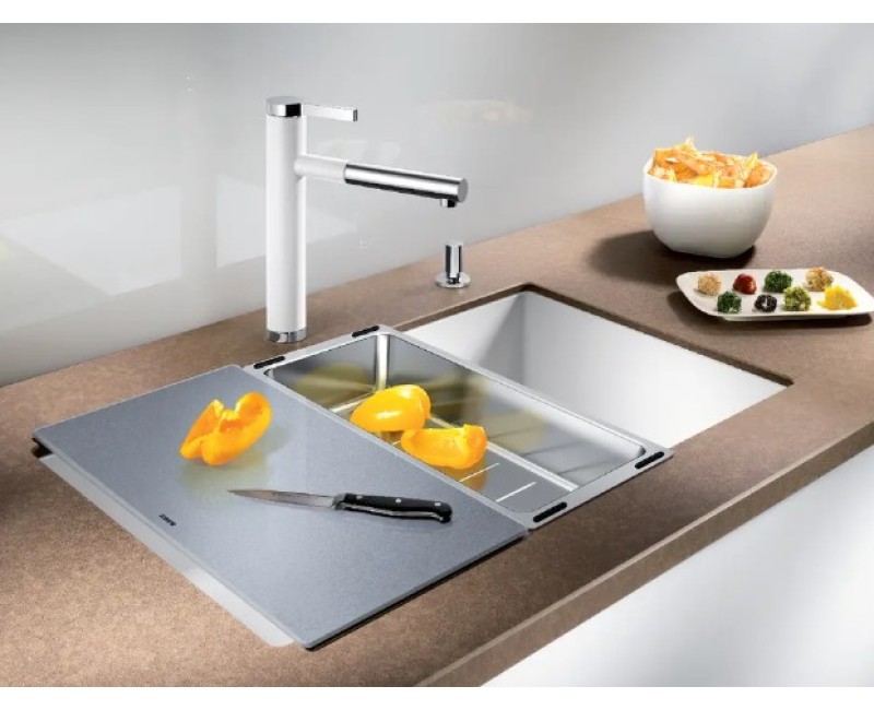 Virtuves Griešanas dēlis Blanco sudrabains stikls 227697