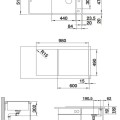 Virtuves izlietne Blanco Axia III XL 6 Silgranīta, 100x51 cm, ar aksesuāriem, InFino, pelēks akmens 523501