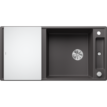 Virtuves izlietne Blanco Axia III XL 6 Silgranīta, 100x51 cm, ar stikla virtuves dēli, InFino, pelēks akmens 523511