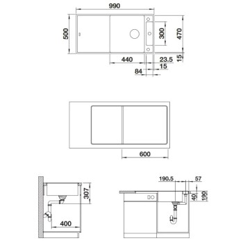 Virtuves izlietne Blanco Axia III XL 6 Silgranīta, 99x50 cm, ar oša virtuves dēli, InFino, antracīts 523520
