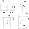 Virtuves izlietne Blanco Elon XL 6 Silgranīta, 78x50 cm, ar aksesuāriem, InFino, melna 525882
