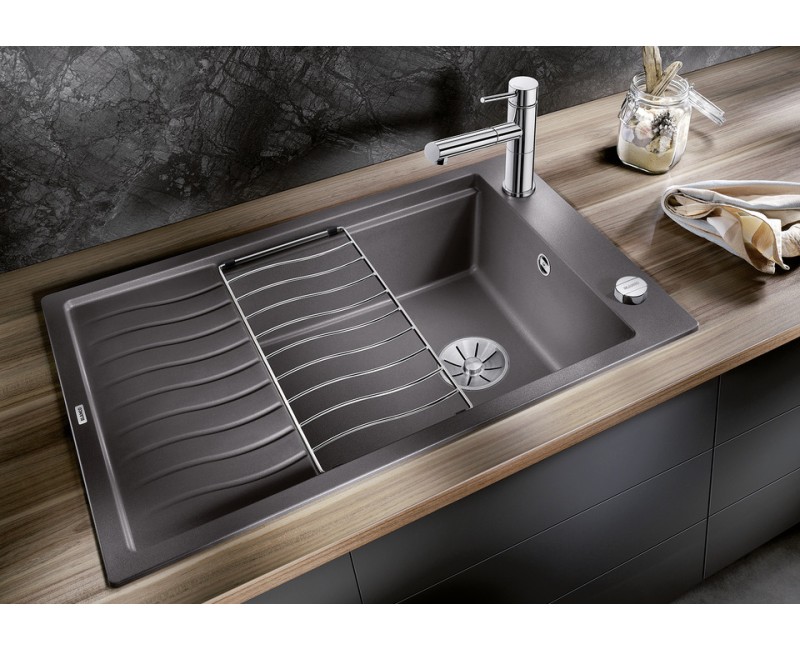 Virtuves izlietne Blanco Elon XL 6 Silgranīta, 78x50 cm, ar notekas kontroli un aksesuāriem, InFino, pelēka 527253