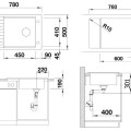 Virtuves izlietne Blanco Elon XL 6 Silgranīta, 78x50 cm, ar notekas kontroli un aksesuāriem, InFino, pelēka 527253