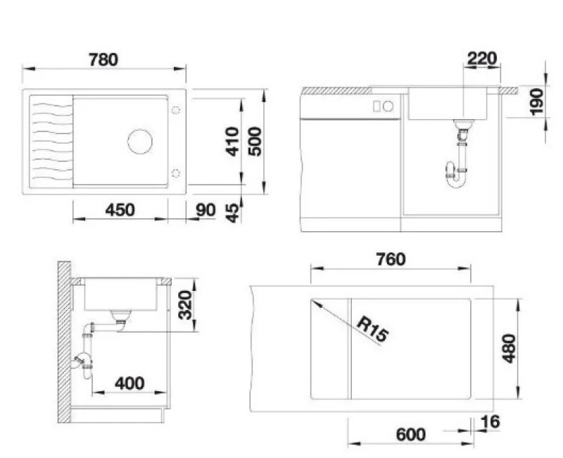 Virtuves izlietne Blanco Elon XL 6 Silgranita, 78x50 cm, balta 524848
