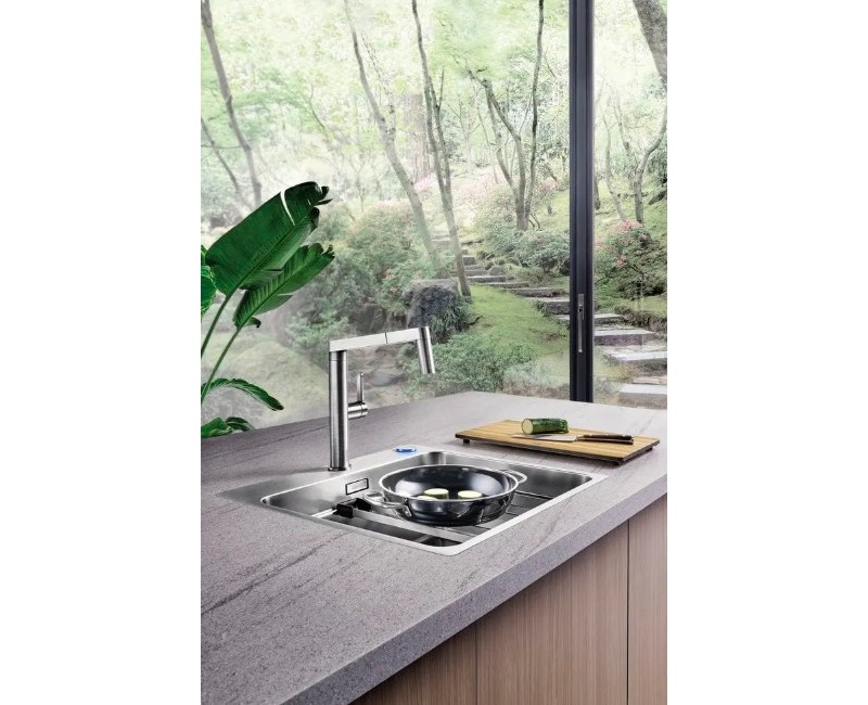Virtuves izlietne Blanco Etagon 500, 54x50 cm, ar sliedēm, InFino, nerūsējošais tērauds