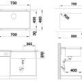 Virtuves izlietne Blanco Etagon 700 Silgranīta, 73x46 cm, ar aksesuāriem, InFino, bēša 527078
