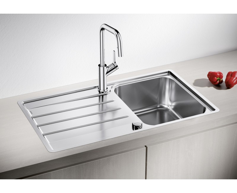 Virtuves izlietne Blanco Lemis 45, 86x50 cm, ar notekas kontroli, pulēts nerūsējošais tērauds 523031
