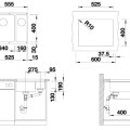Virtuves izlietne Blanco Subline 340/160 Silgranīta, 56x46 cm, izlietne labajā pusē, melna 525986