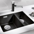 Virtuves izlietne Blanco Subline 340/160 Silgranīta, 56x46 cm, izlietne labajā pusē, melna 525986