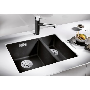 Virtuves izlietne Blanco Subline 340/160 Silgranīta, 56x46 cm, izlietne labajā pusē, melna 525986